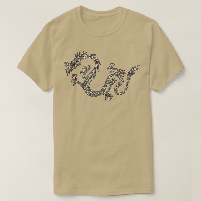 Dragon Japan Retro Style Asia Mosaic Dragon 301 T-Shirt (Design Front)