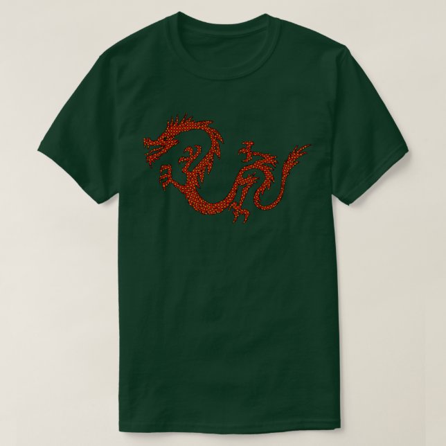 Dragon Japan Retro Style Asia Mosaic Dragon T-Shirt (Design Front)