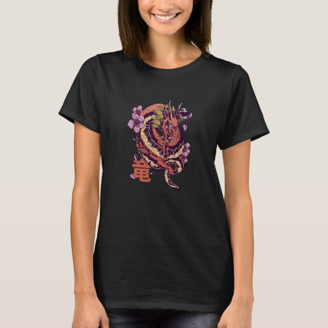 Dragon Japanese Flowers  Tees (Front)