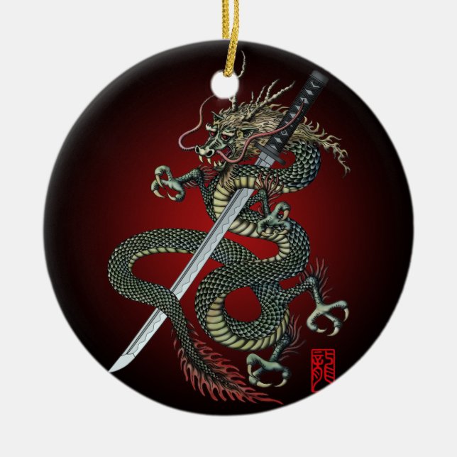 Dragon katana ceramic ornament (Front)