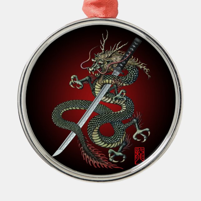 Dragon katana metal ornament (Front)