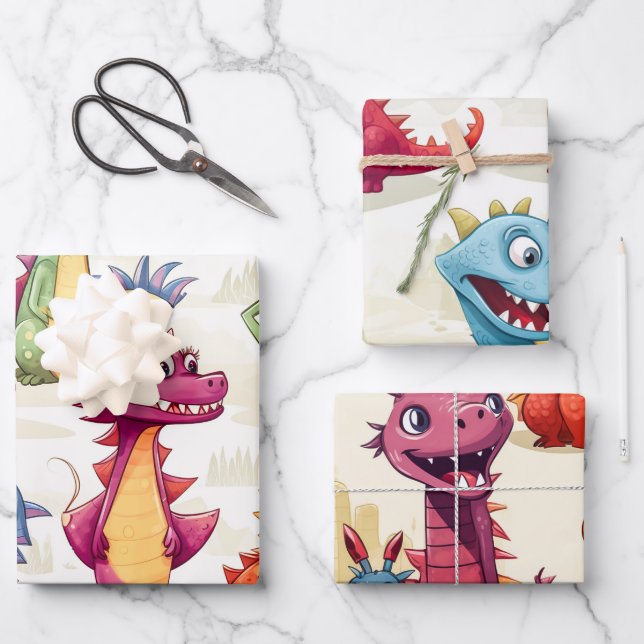 Dragon Kids Wrapping Paper Sheets (Front)