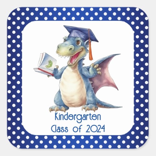 Dragon Kindergarten Graduate Square Stickers