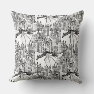 Dragon Kingdom Winter Toile Throw Pillow