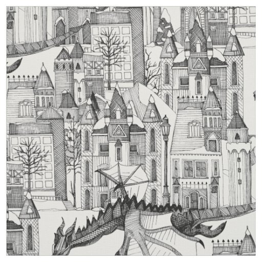 Dragon Kingdom winter white Fabric