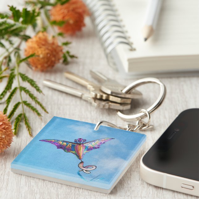 Dragon Kite Digital Art Keychain (Front Right)