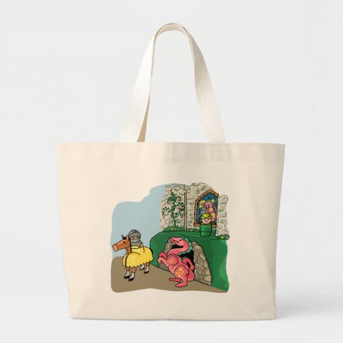 Dragon Knight and Outlaw Hero at the Castle Large Tote Bag