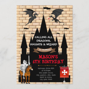Dragon knight birthday party invitation