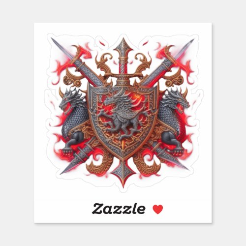 Dragon Knight Emblem In Red3 Sticker