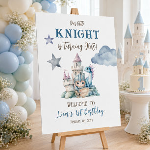 Dragon Knight Fairytale Boy 1st Birthday Welcome Foam Board