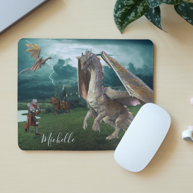 Dragon Knight Medieval Castle Fantasy Personalized Mouse Pad (Creator Uploaded)