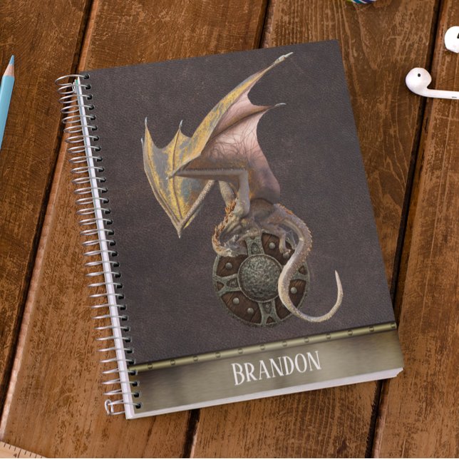 Dragon Leather Metal Personalized Viking Shield Notebook (Creator Uploaded)