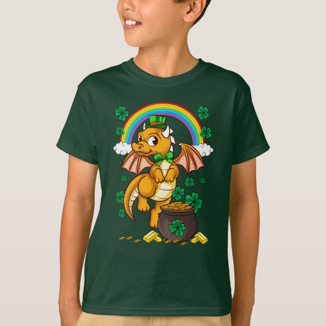 Dragon Leprechaun St Patricks Day Irish T-Shirt (Front)