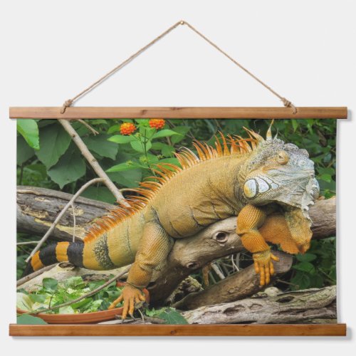 Dragon light brown and orange dragon lizard hanging tapestry