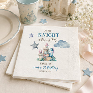 Dragon Little Knight Fairytale Boy 1st Birthday Napkins