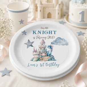 Dragon Little Knight Fairytale Boy 1st Birthday Paper Plates