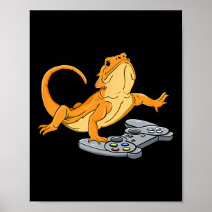 Dragon Lizard Gamer Video Game Gecko Poster