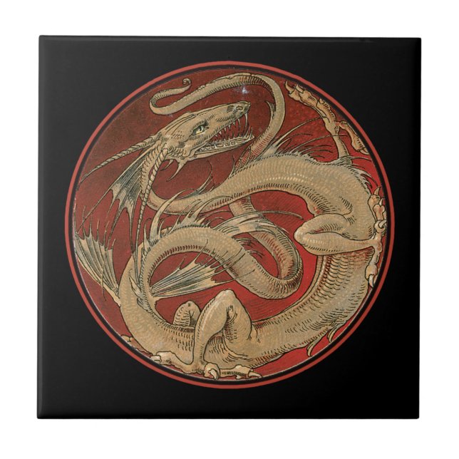 Dragon Lore Art Nouveau Ceramic Tile (Front)