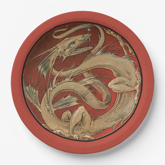 Dragon Lore - Art Nouveau Paper Plates (Front)