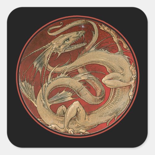 Dragon Lore Art Nouveau Square Sticker