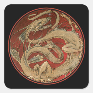 Dragon Lore Art Nouveau Square Sticker