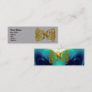 DRAGON LOVE Gold Celtic Knots Teal Blue Grey Paper Mini Business Card