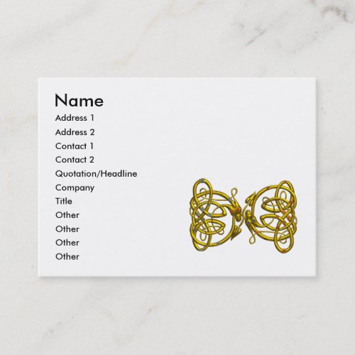 DRAGON LOVE  Gold Celtic Knots White Business Card