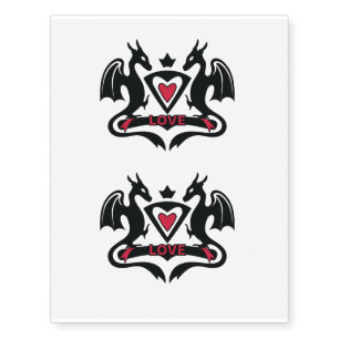 Dragon love heart temporary tattoos