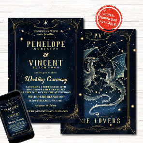 Dragon Love Written in Stars | Tarot Wedding Invitation