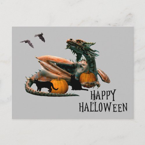 Dragon Lover Happy Halloween Pumpkin Cat Postcard