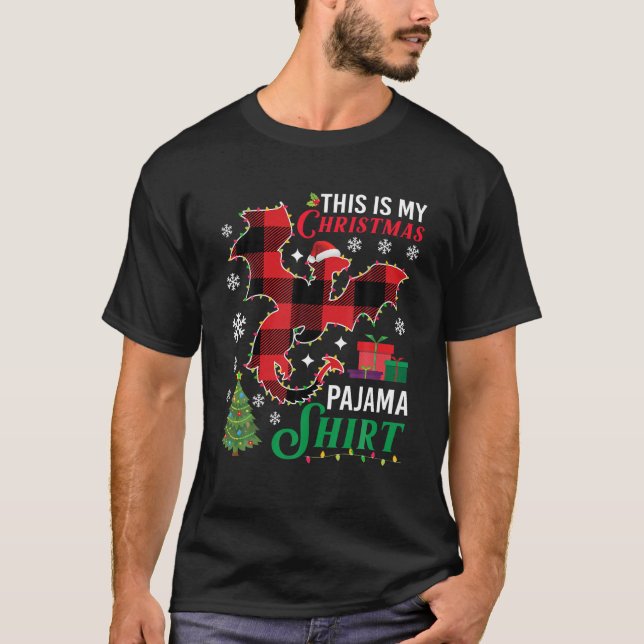 Dragon Lovers Santa Red Plaid This is My Christmas T-Shirt (Front)