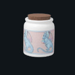 Dragon Magic Candy Jar<br><div class="desc">A richly detailed pastel blue dragon with touches of pink in the wings. The dragon is holding a magical globe with text saying Dragon Magic</div>