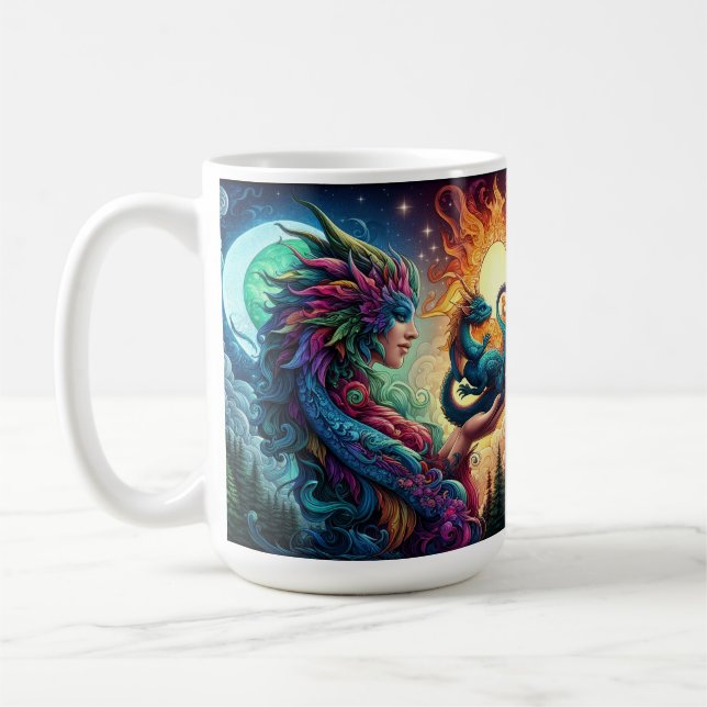 Dragon Magic Fantasy World Coffee Mug (Left)