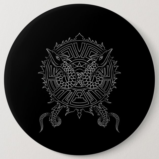 Dragon Mandala Tattoo Design Button (Front)