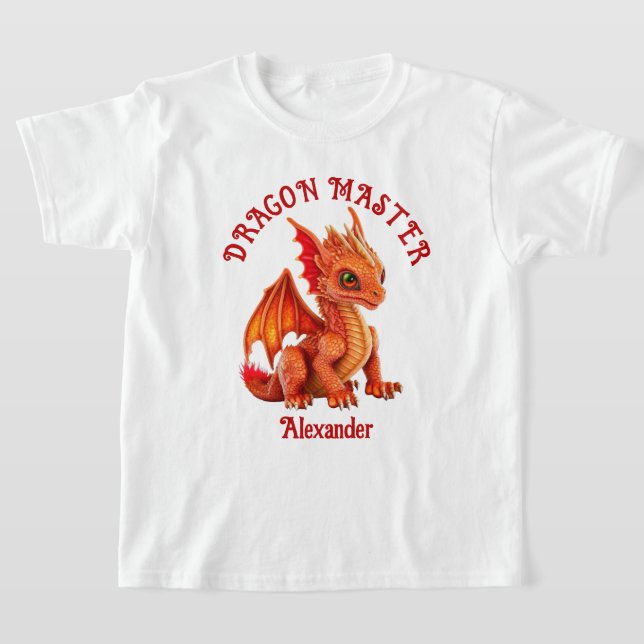Dragon Master 3D Orange Dragon Personalize T-Shirt (Laydown)