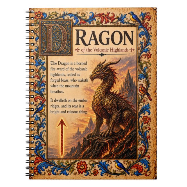 Dragon, Medieval Bestiary Art Notebook (Front)