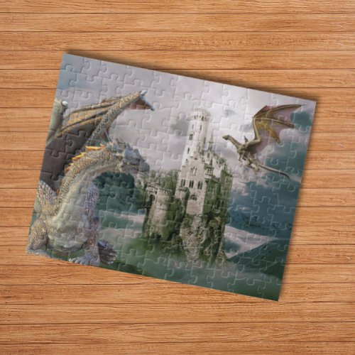 Dragon Medieval Castle Bronze Fantasy Jigsaw Puzzle
