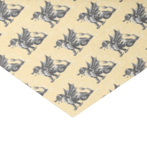 Dragon Medieval Fantasy Distressed Yellow Tissue Paper