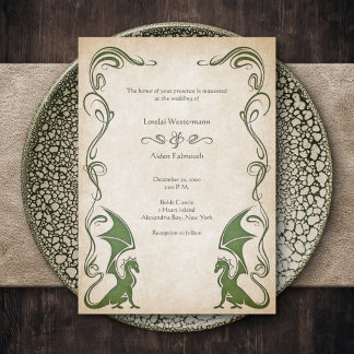Dragon Medieval Fantasy Wedding Invitation