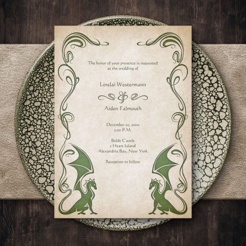 Dragon Medieval Fantasy Wedding Invitation