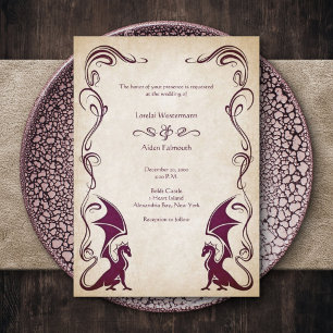 Dragon Medieval Fantasy Wedding Invitation