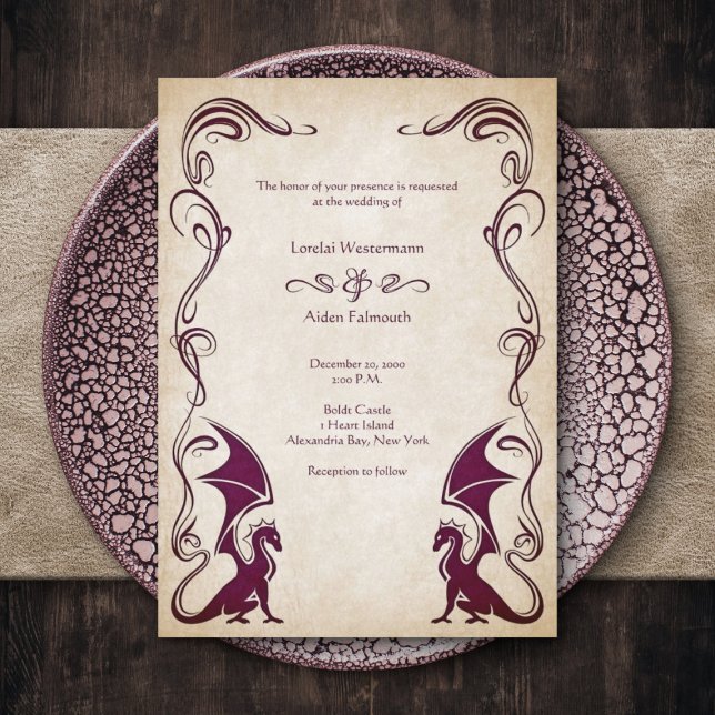 Dragon Medieval Fantasy Wedding Invitation (Creator Uploaded)