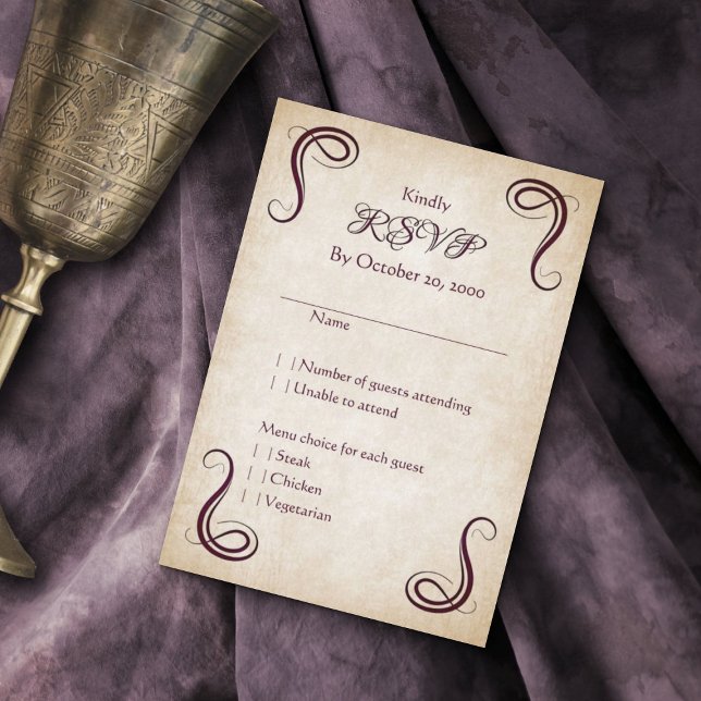 Dragon Medieval Fantasy Wedding RSVP Card (Creator Uploaded)
