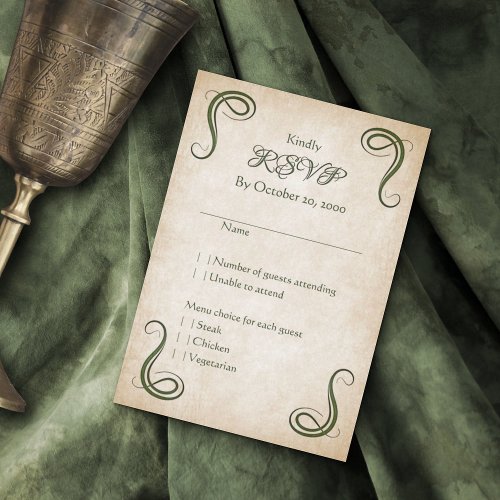 Dragon Medieval Fantasy Wedding RSVP Card