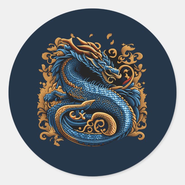 Dragon Medieval Theme Classic Round Sticker (Front)