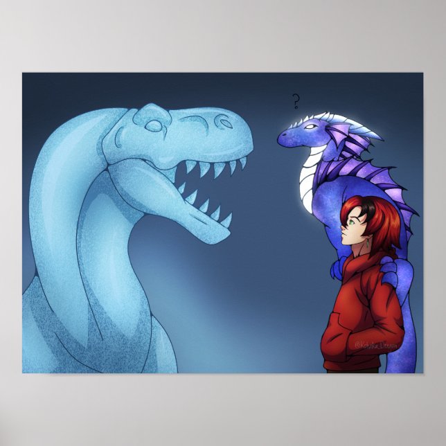 Dragon Meets Ice Dinosaur Poster (Front)