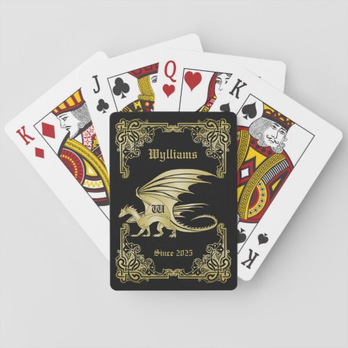 Dragon Monogram Gold Frame Traditional Book Cover Playing Cards