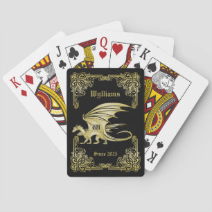 Dragon Monogram Gold Frame Traditional Book Cover Poker Cards
