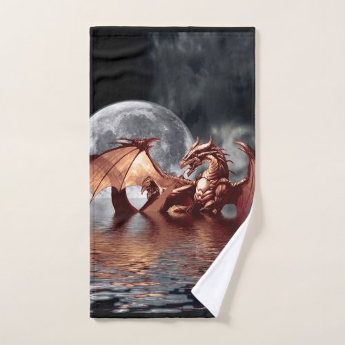 Dragon Moon Fantasy Art Hand Towel
