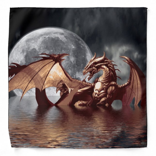 Dragon & Moon Fantasy Artwork Bandana (Front)
